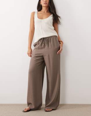 Hose aus Webstoff in Beige mit weitem Bein-Neutral Neutral 42