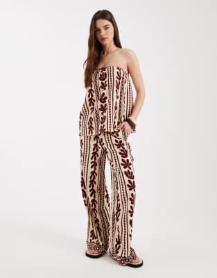 New Look - Hose in Braun mit Muster, Kombiteil-Brown