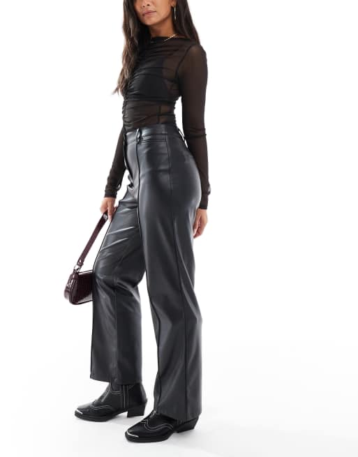 New Look – Hose in Schwarz aus Kunstleder mit weitem Bein, 2 von 5