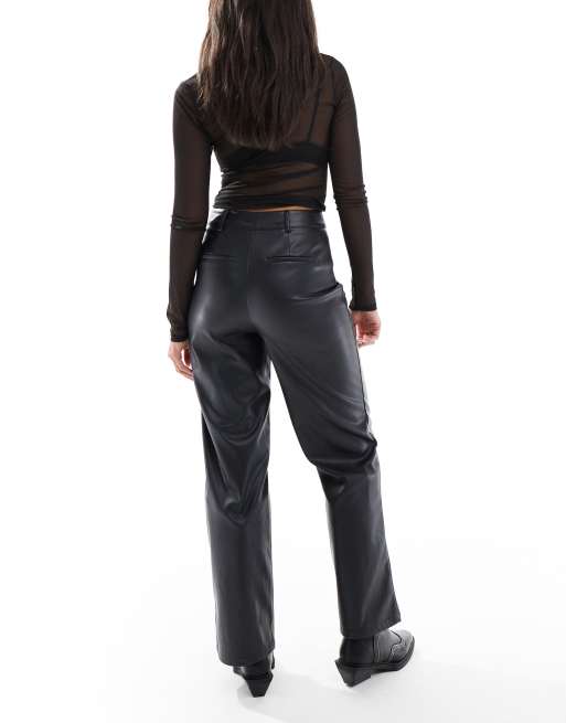 New Look – Hose in Schwarz aus Kunstleder mit weitem Bein, 3 von 5