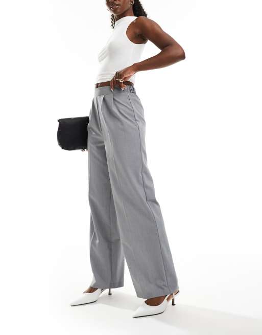 New Look – Hose zum Hineinschlüpfen in Grau mit weitem Bein