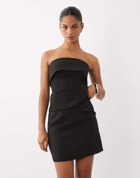 New Look hotfix mini skirt co-ord in black