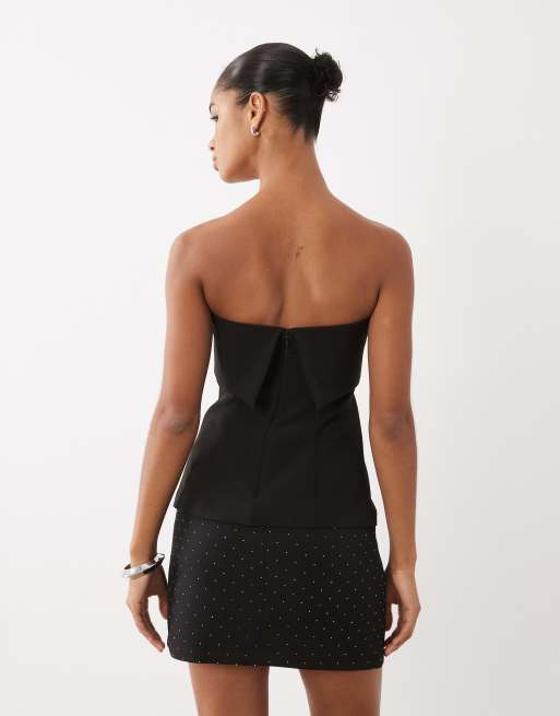 New Look hotfix mini skirt co-ord in black, 4 of 5