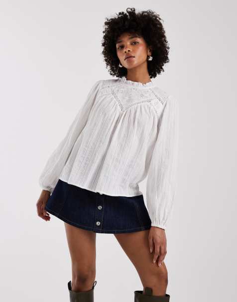 New Look - Hvid bluse med broderet detalje - view 1