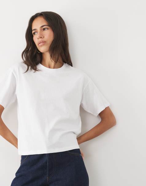 New Look - Hvid firkantet T-shirt - view 1