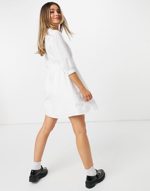 New Look - Hvid minikjole med knapstolpe og krave i poplin, 2 af 4