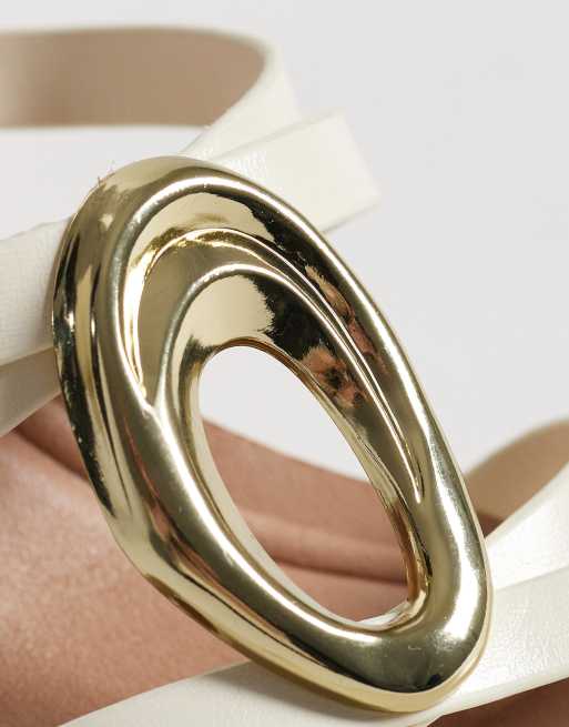 New Look - Hvide mules i PU med guldfarvet detalje, 3 af 4