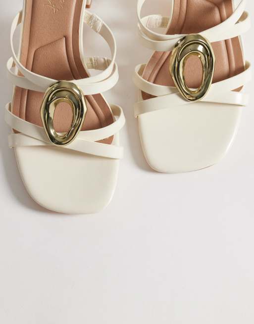 New Look - Hvide mules i PU med guldfarvet detalje, 4 af 4