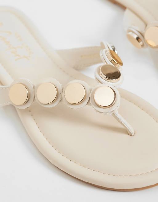 New Look - Hvide sandaler med tårem og muslingedetaljer, 2 af 4