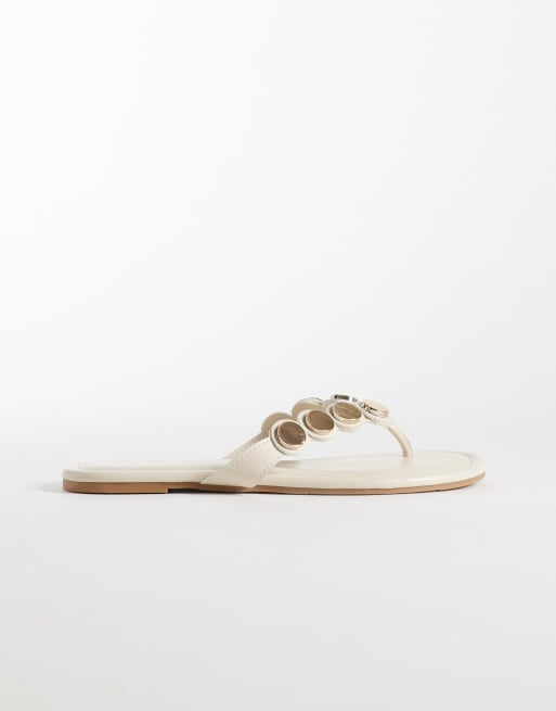 New Look - Hvide sandaler med tårem og muslingedetaljer, 3 af 4