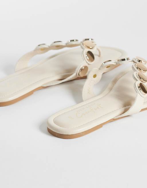 New Look - Hvide sandaler med tårem og muslingedetaljer, 4 af 4