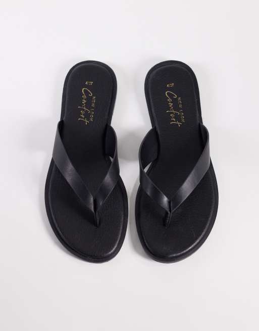 New Look - Infradito in pelle sintetica nere, 3 di 4
