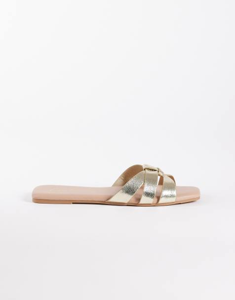 New Look interwoven sandal in gold - view 1