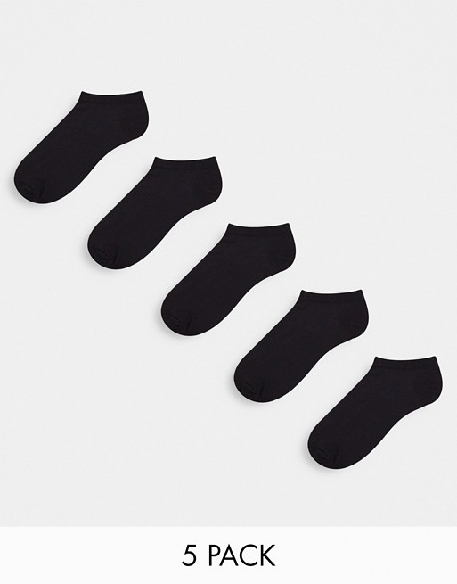 New Look trainer socks in black 5 pack