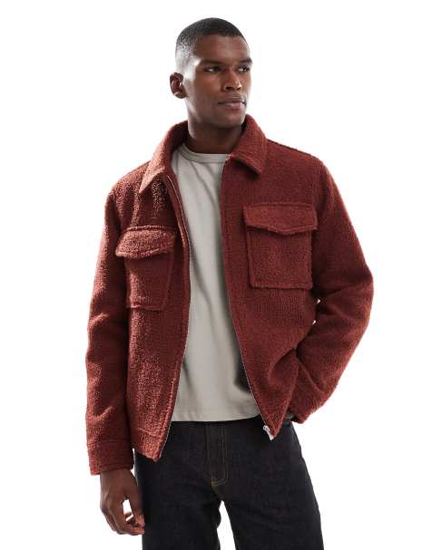 New Look – Jacke aus Bouclé in Burgunderrot - view 1