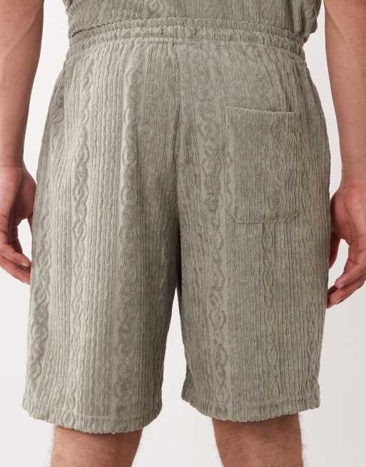 New Look - Jacquard short in licht kaki, deel van co-ord set, 4 van 5