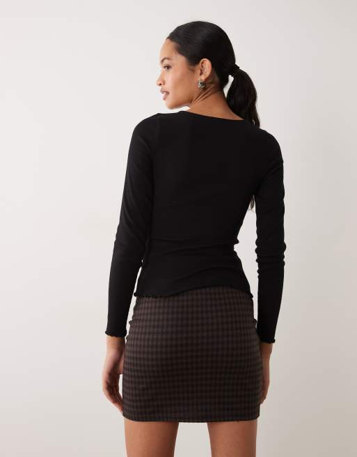 New Look jacquard tube mini skirt in brown, 4 of 5