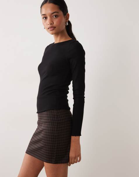 New Look jacquard tubenederdel i brun - view 1
