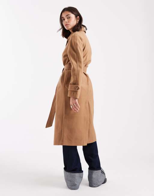 New Look - Jas met ceintuur en knopen vooraan in bruin, 2 van 4