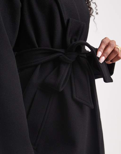 New Look - Jas met lange pasvorm en riem in zwart, 2 van 4