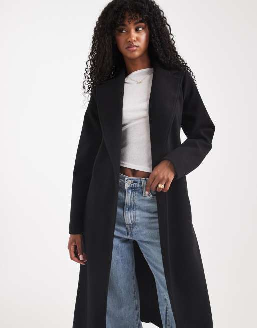 New Look - Jas met lange pasvorm en riem in zwart, 4 van 4