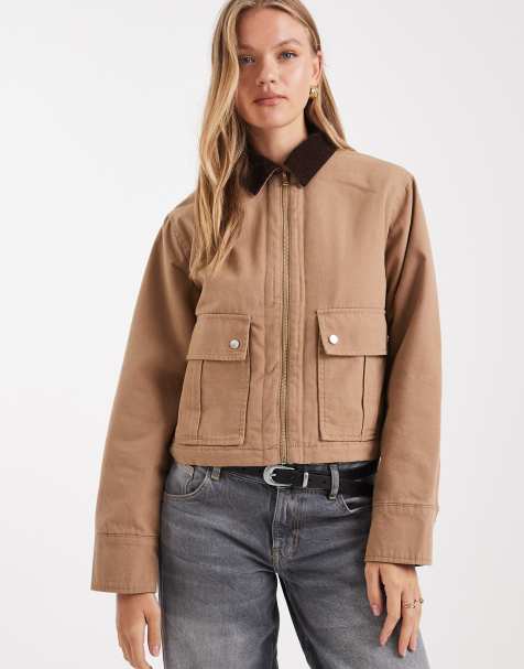 New Look cropped barn jacket in tan