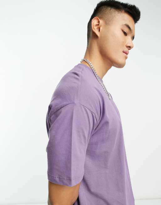 New Look – Jasnofioletowy t-shirt o kroju oversize