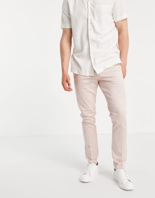 New Look – Jasnoróżowe chinosy o obcisłym kroju