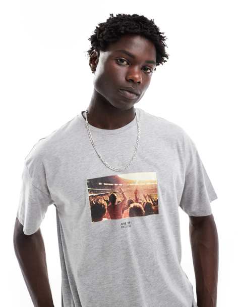 New Look – Jasnoszary T-shirt z napisem „England 1990” - view 1