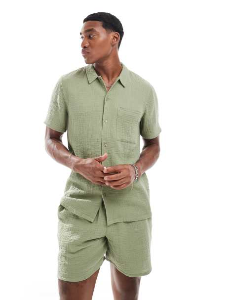 New Look double cloth shirt co-ord in light green