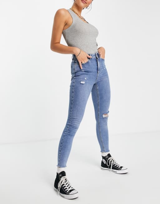 New Look - Jean skinny authentique déchiré - Bleu