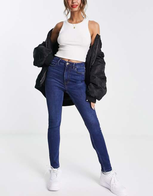 New Look Jean skinny effet gainant et push up taille haute Bleu d lav authentique