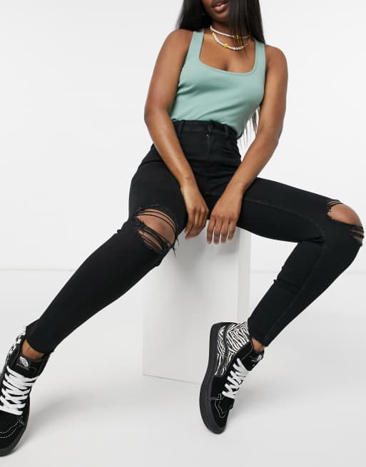 New Look - Jean skinny gainant et remodelant avec déchirures - Noir, 4 de 4
