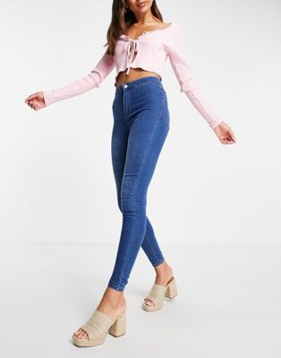 Jeans skinny New Look - Jean skinny style disco - Bleu moyen