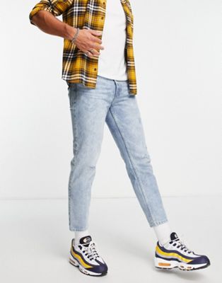 Homme New Look - Jean slim rigide - Délavage vintage