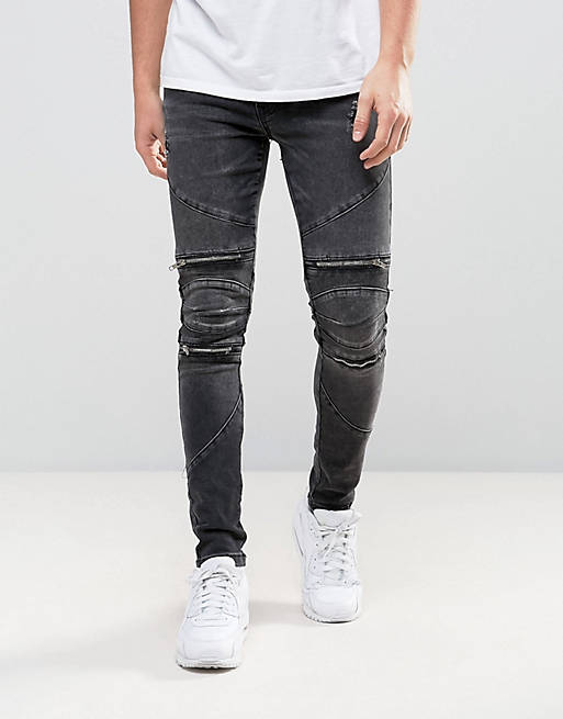 Jeans biker skinny elasticizzati neri Asos Uomo Abbigliamento Pantaloni e jeans Jeans Jeans straight 