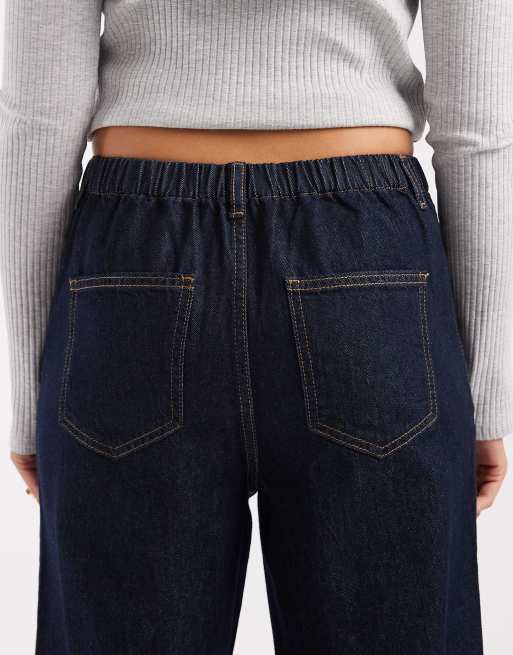 New Look – Jeans in Indigoblau mit weitem Bein und geschnürtem Kordelzug, 4 von 5