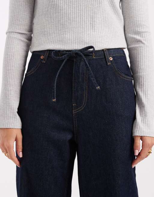 New Look – Jeans in Indigoblau mit weitem Bein und geschnürtem Kordelzug, 5 von 5