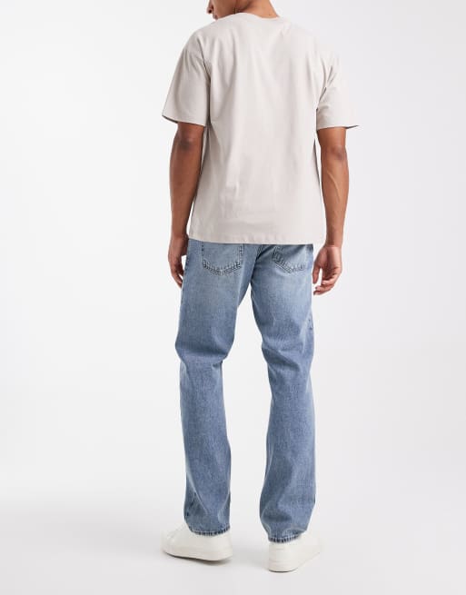 New Look - Jeans met rechte pasvorm in lichte wassing blauw, 2 van 5