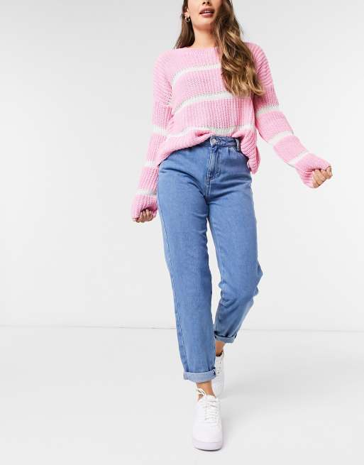 New Look - Jeans met wijde pijpen in middenblauw