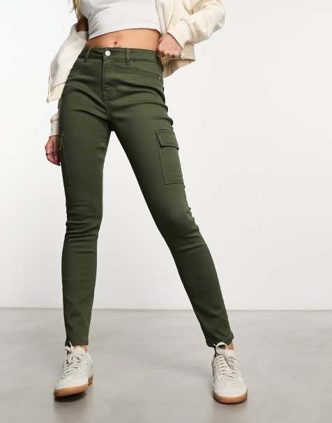 Pantaloni Cargo Verdi Da Donna, Pantaloni Kaki Stile Militare