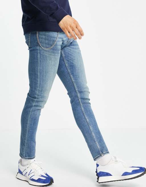 New Look - Jeans skinny con catena, colore blu blu medio slavato