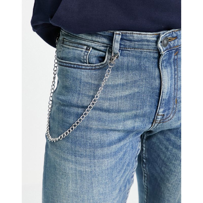 Uomo Jeans New Look - Jeans skinny con catena, colore blu blu medio slavato