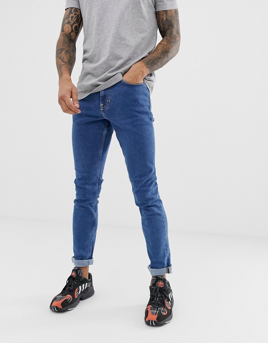 New Look - Jeans slim blu medio slavato