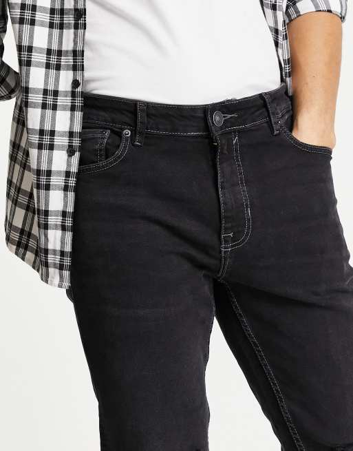 New Look - Jeans slim corti con strappi sulle ginocchia colore nero, 3 di 4