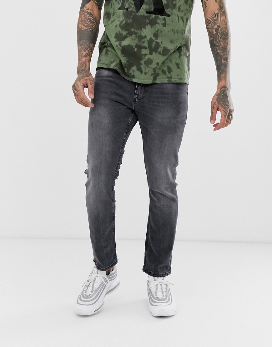 New Look - Jeans slim cropped grigi-Grigio