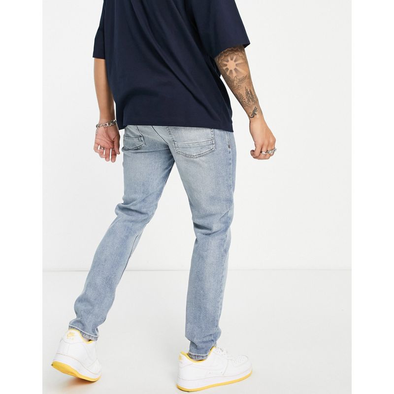 Jeans Uomo New Look - Jeans slim rigidi lavaggio vintage con strappi