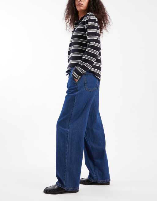 New Look – Jeans zum Überziehen in Blau mit weitem Beinschnitt, 2 von 5