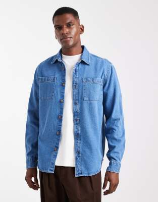Jeanshemd in mittelblauer Waschung Blau XS
