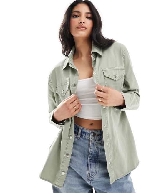 New Look – Jeansowa koszula wierzchnia w kolorze khaki